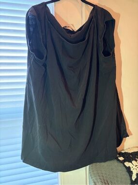 eshakti Black Sleeveless Draped Neck Tank N5